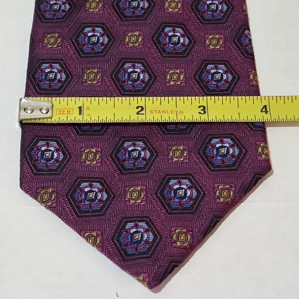 Robert Talbott Best of Class Hand Sewn Silk Tie Purple Gold Geometric Made USA - Picture 4 of 9